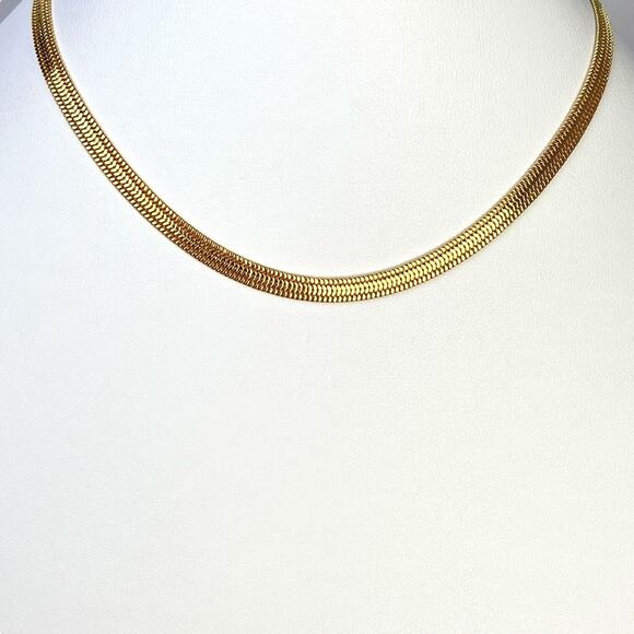 Monet Necklaces Lot 2 Gold Tone Shiny Flat Chains 16 And 20 Inch Signed - Picture 8 of 11